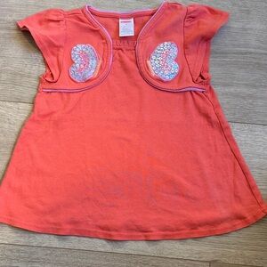 Gymboree Coral Sequin Heart Tee